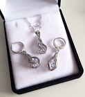 Noble 925 Silver Jewelry Set Bracelet Pendant Ring Necklace Earrings