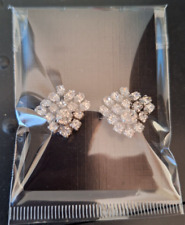 Vintage Clip-on Diamante Crystal Earrings - Fan Shape