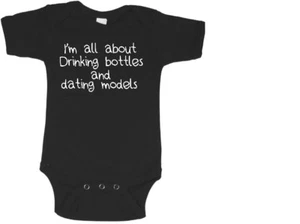 drinking baby bodysuit dating models infant funny one piece baby boy clothes tee - Picture 1 of 1