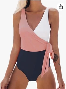 CUPSHE Women's One Piece Swimsuit Tummy Control Tie Side Bathing Suit - Picture 1 of 5