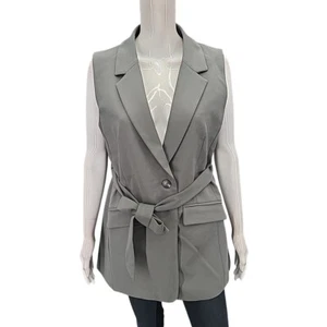 Kate and& Mallory Womens Dressy Work Office Business Vest Large Size Gray Jacket - Picture 1 of 10