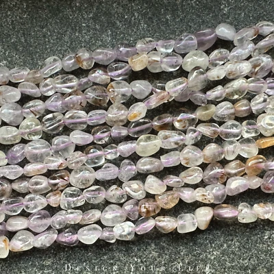 Natürliche Amethyst Rutilquarz Nugget Perlen am Strang - Perlengröße 6mm - 8mm - Bild 1 von 3