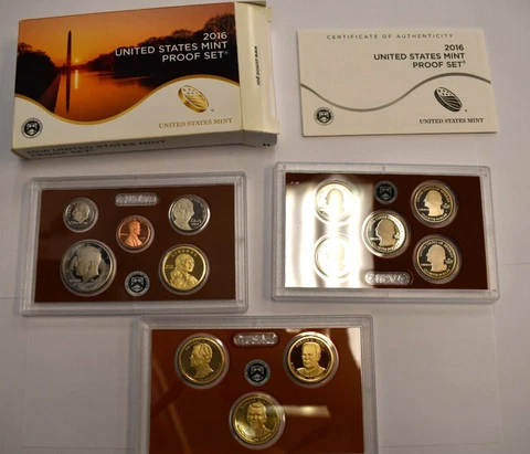 2016-S US Mint Proof Set W/Box and COA - Complete Set GEM 13 coins Cover