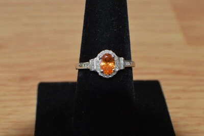 1.20ct Viceroy Spessartine Garnet /Diamond Ring Platinum over Fine Silver Size 8 - Image 1 of 4