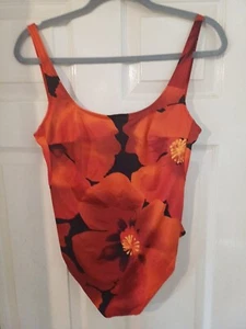 Women's FELINA Red Floral Low Back Swimsuit One-Piece Size 16 - Picture 1 of 3