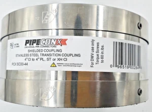 (# 18 ) PIPECONX 4"CL 4"PL SHIELDED COUPLING STAINLESS STEEL - Picture 1 of 5