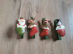 Dekoration Weihnachten 4 Clips Weihnachtsmann Elch neu - Bild 1 von 2
