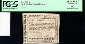 North Carolina Colonial Note Fr#NC-133 December, 1768 3P PCGS 40 - Picture 1 of 4