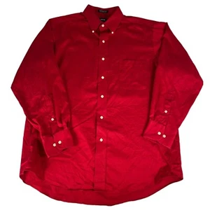 Camisa de vestir con botones de sarga de algodón Izod para hombre 16,5 32/33 roja de fácil cuidado manga larga - Imagen 1 de 6