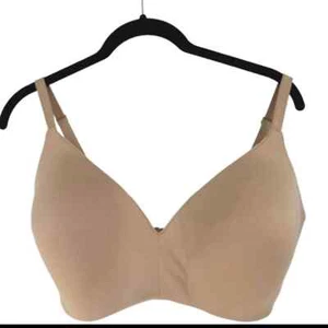 Calvin Klein Wire Free Plunge Tee Shirt Bra Lightly Padded Beige Size XL - Picture 1 of 10