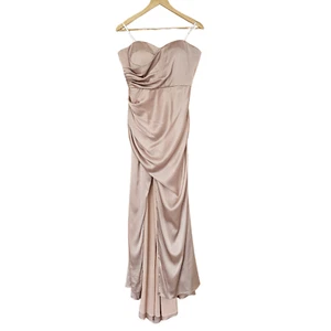 JARLO Womens Dress Pink 14 UK Satin Maxi Gown Strapless Maxi Dress - Picture 1 of 8