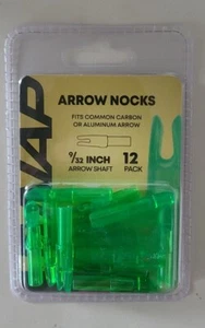 NAP Archery Replacement Nocks - Flo Green - 12 Pack 9/32 inch Arrow Shaft - Picture 1 of 2