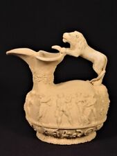 EXTREMELY RARE CIRCA 1800 LION HANDLE WINE EWER CANE CANEWARE YELLOW WARE MINT