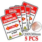 5Pcs 8''x12'' Social Distancing Keep Your Distance Notice Warning Signs Stickers
