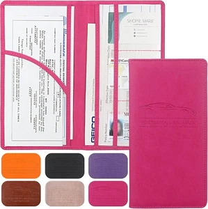 Premium Leather Car Registration & Insurance Card Holder with Magnetic Shut, Veh - Picture 1 of 7