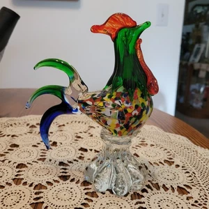 Vintage Murano Glass Rooster Chicken Hen Figurine Hand Blown 6 in. - Picture 1 of 5