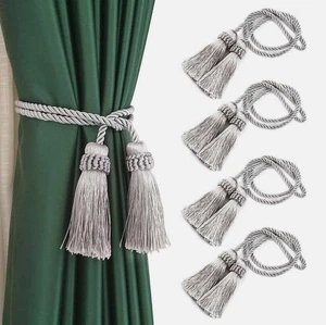 2/4 Stück Gardinen Raffhalter Handarbeit Deko Vorhang Halterlose Seil mit Quaste - Bild 1 von 17