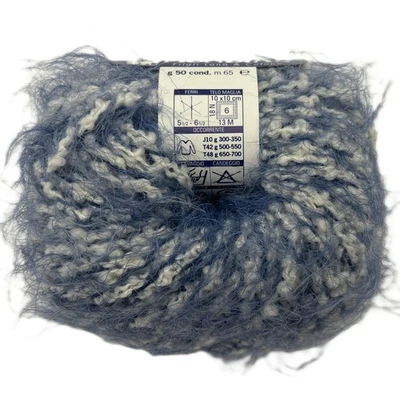 La Lana Mondial QUARK #866 Blues White Novelty Boucle Soft Fuzzy Yarn Skein NEW - Image 1 of 4