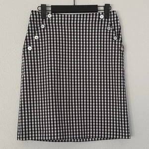 J. McLaughlin Women's Skirt Gingham Navy/ Black Pencil Size 0- Stretch, Buttons - Bild 1 von 6