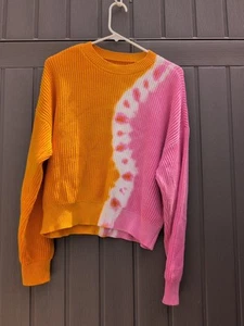 Pistola Oversized Sweater Womens XS Orange Pink & White Knit Cotton Pullover - Picture 1 of 8