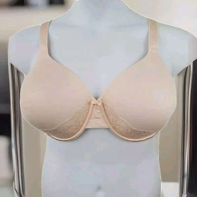 Vanity Fair Full Figure Bra 42DD Padded Underwire Lace Trim Natural  - Image 1 of 4