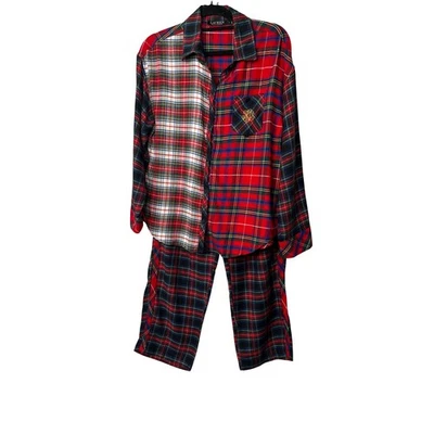 Conjunto de pijama de Navidad a cuadros mixtos Lauren Ralph Lauren vacaciones  Foto 1 de 4