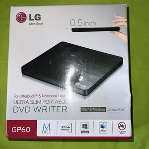 LG External DVD-WRITER Black Ultra-Slim Portable SP60 DVD-RW (OPEN BOX ) - Afbeelding 1 van 8