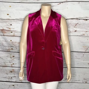 Giacca gilet Coldwater Creek donna nuova con etichetta taglia 20 rosa velluto un bottone fidanzato - Foto 1 di 4