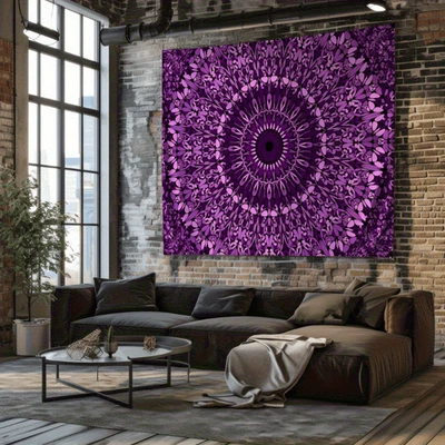 1 pieza Exquisito Tapiz Geométrico Púrpura - Patrón Simétrico, Arte Multicapa Foto 1 de 4