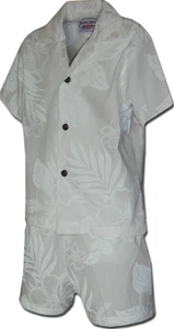 Pacific Legend Boys Toddlers - Hawaiian Shirt Shorts Set - White Wedding Floral - Picture 1 of 3