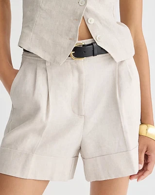 NUEVO CON ETIQUETAS J.Crew $98 Remi corto en mezcla de lino elástico, LINO MARFIL, talla 2 Foto 1 de 4