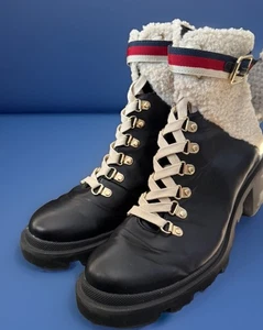 Botas al tobillo para mujer botas de combate de cuero sintético negras talla 8M - Imagen 1 de 6