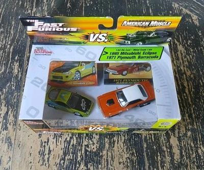 2 PACK Racing Champions Fast & Furious 1995 Eclipse & 1971 Plymouth Barracuda  - Image 1 of 4