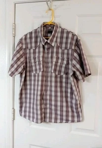 Tony Hawk kariertes Western Kurzarm Button Down Hemd Herren XL Perlen Druckknöpfe - Bild 1 von 7