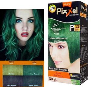 Lolane Pixxel Hair Permanent Dye Color Cream Green Color Shade P33: Deep green
