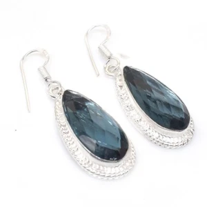 Orecchini pendenti apatite argento sterling 925 placcato gioielli matrimonio regalo 1,5" - Foto 1 di 5