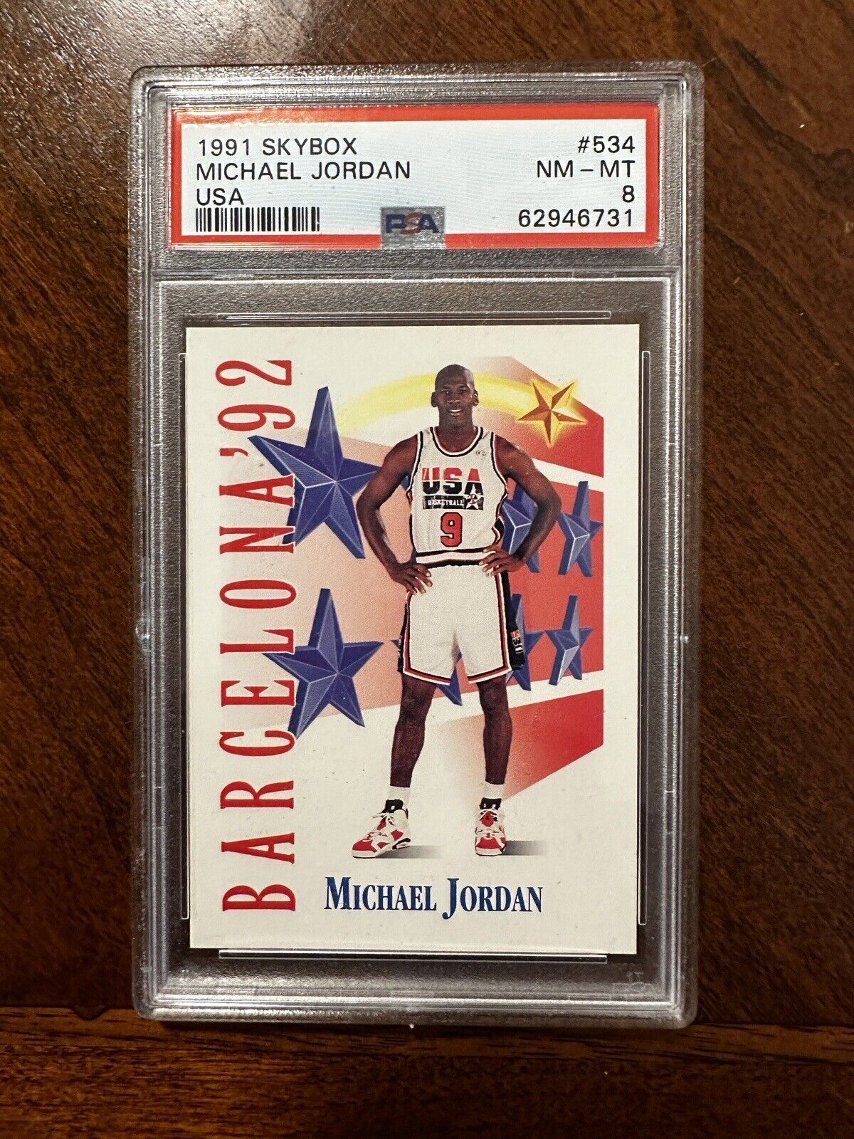 Michael Jordan 1991 Skybox #534 USA 1992 Barcelona Dream Team PSA 8 Bulls