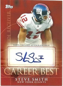 2009 TOPPS FOOTBALL - STEVE SMITH AUTOGRAPH - CAREER BEST - GIANTS - CBA-SS2 - Picture 1 of 2