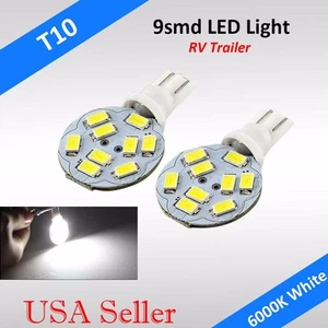 2x T10/921/194/ White RV Trailer Interior 12V 5630 9smd LED Light Bulbs 660Lumen - Picture 1 of 3
