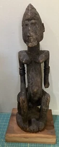 19th c. Bamana or Dogon carved hardwood seated female figure - Picture 1 of 9