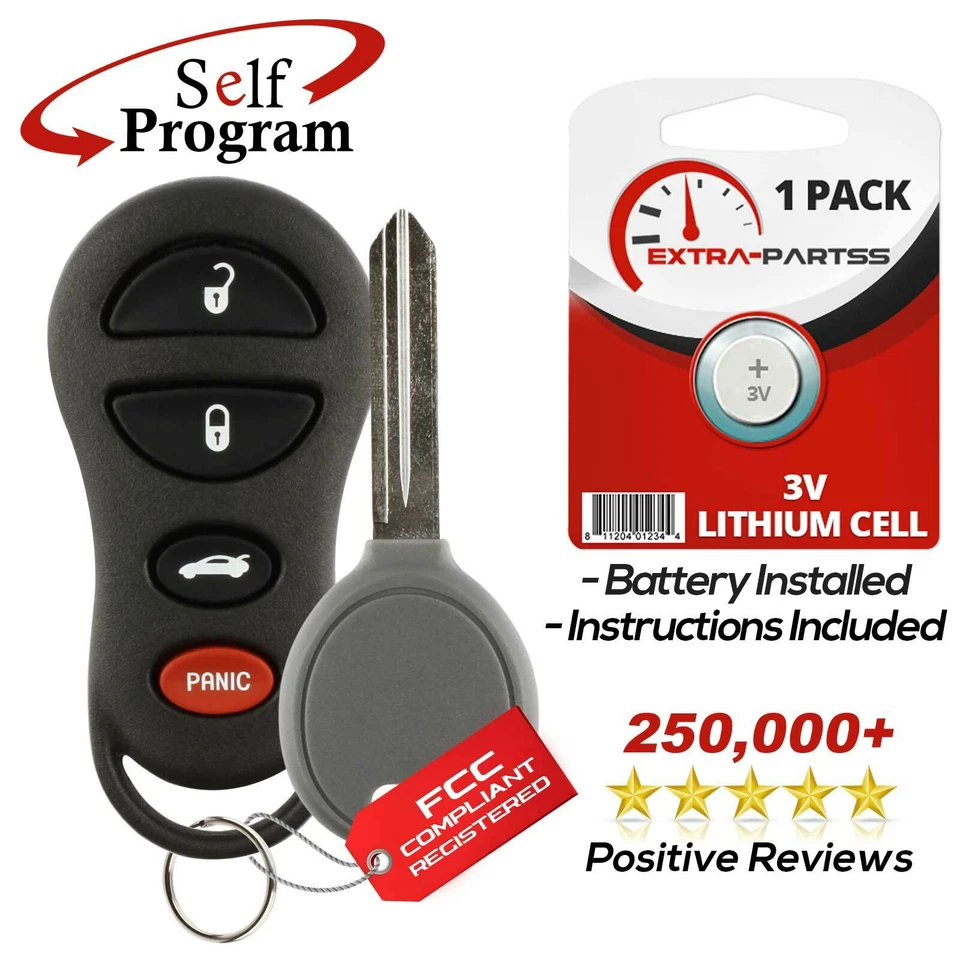 For 2001 2002 2003 2004 2005 2006 Chrysler Sebring Keyless Remote + Key Foto 1 de 4