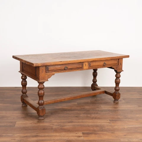 Antique Oak Desk Writing Table With Two Drawers from France Cover