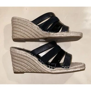 Vince Camuto Molisana Leather Espadrille Wedge Sandal Black Size 8.5 - Picture 1 of 5