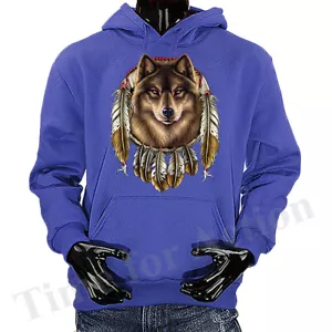 Suéter con capucha Wolf Dreamcatcher animales salvajes nativos americanos - Imagen 1 de 9