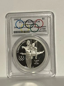 PR69 1995 Gymnastics Olympic $1 Silver Commemorative Spl Lbl PCGS * - Picture 1 of 2
