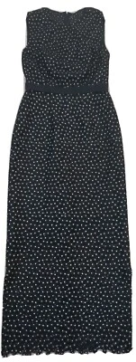 CYNTHIA ROWLEY ~Mujer Talla 4~ Negro Blanco Largo Maxi Vestido de Encaje con Cinturón. Foto 1 de 4