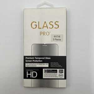 Tempered Glass Screen Protectors iphone 6/7/8 pack of 3 GLASS PRO 9H - Picture 1 of 3