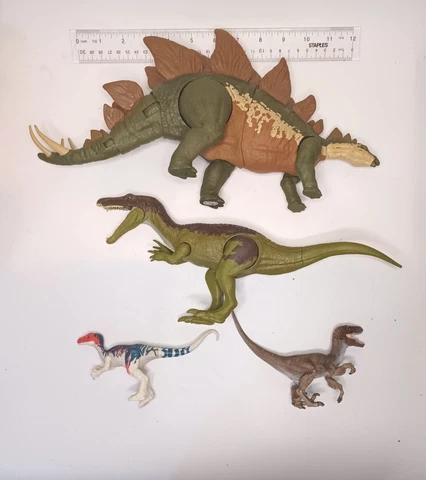 Mattel Jurassic World Stegosaurus,Coelurus,Roarivores Baryonyx's Lot of 4 Cover