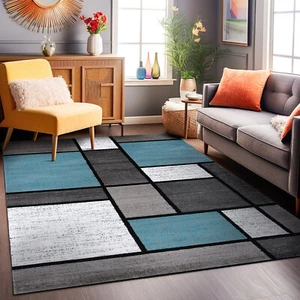 Rugshop Area Rug Contemporary Modern Boxed Color Block Rugs for Living Room 5x7 - Picture 1 of 11