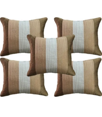 Handmade Striped Patch Quilted   Polyester Cover Case Home Sofa Decor 16" X16" - Image 1 of 4